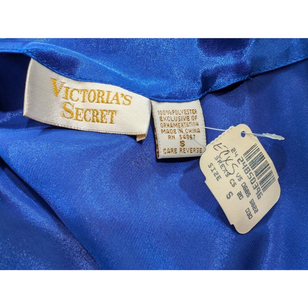 Vintage 90s Victoria's Secret Blue Short Nightie Gold Label Misses Size S New - Picture 6 of 7